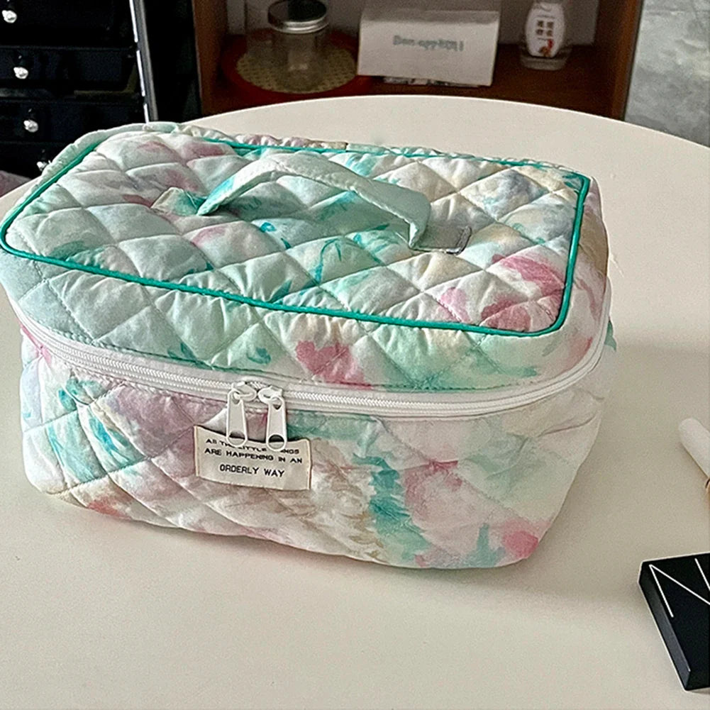 Floral Quilted Cosmetic Organizer Travel Home