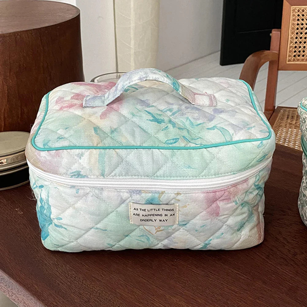 Floral Quilted Cosmetic Organizer Travel Home