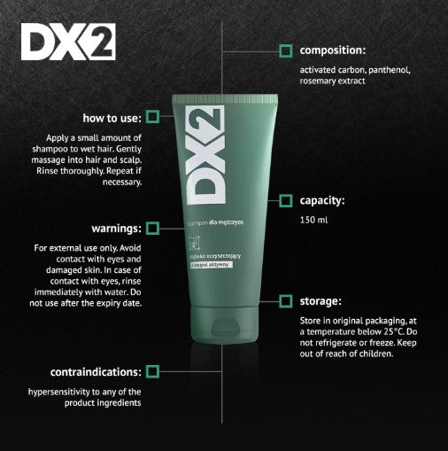DX2 Deep cleansing Shampoo with activated carbon 150 ml