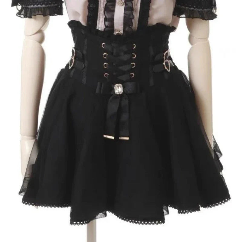 High Waist Sweet Lace Gothic Skirt