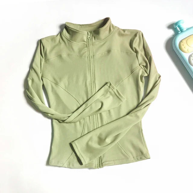 Peeli Long Sleeve Sports Jacket Women Zip Fitness Yoga