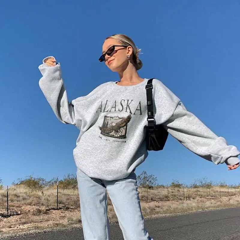 Printed Casual Loose Sweatshirt