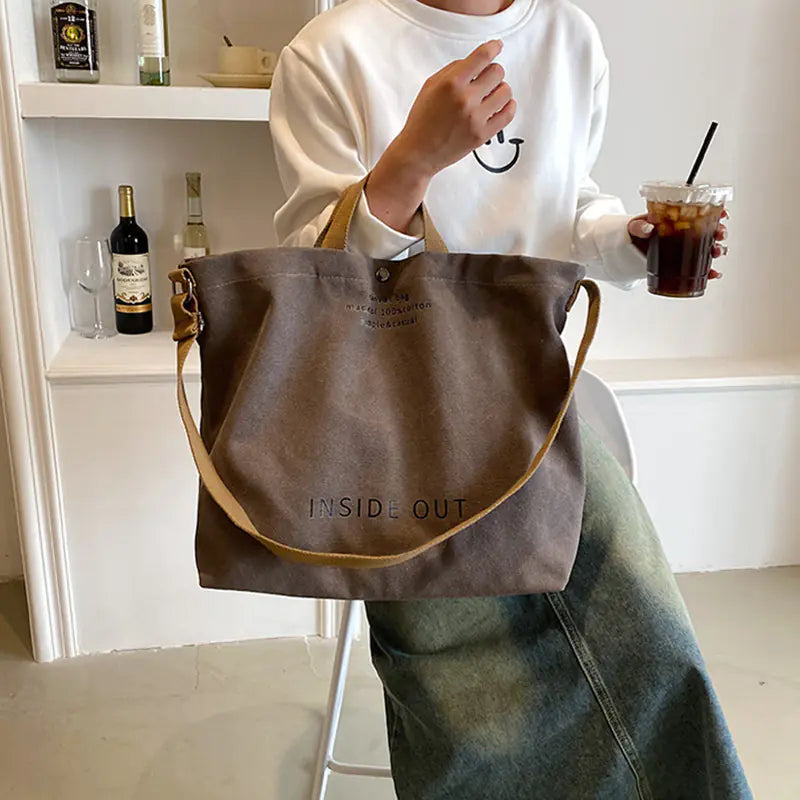 Large Capacity Canvas Letters Tote Bag for Women