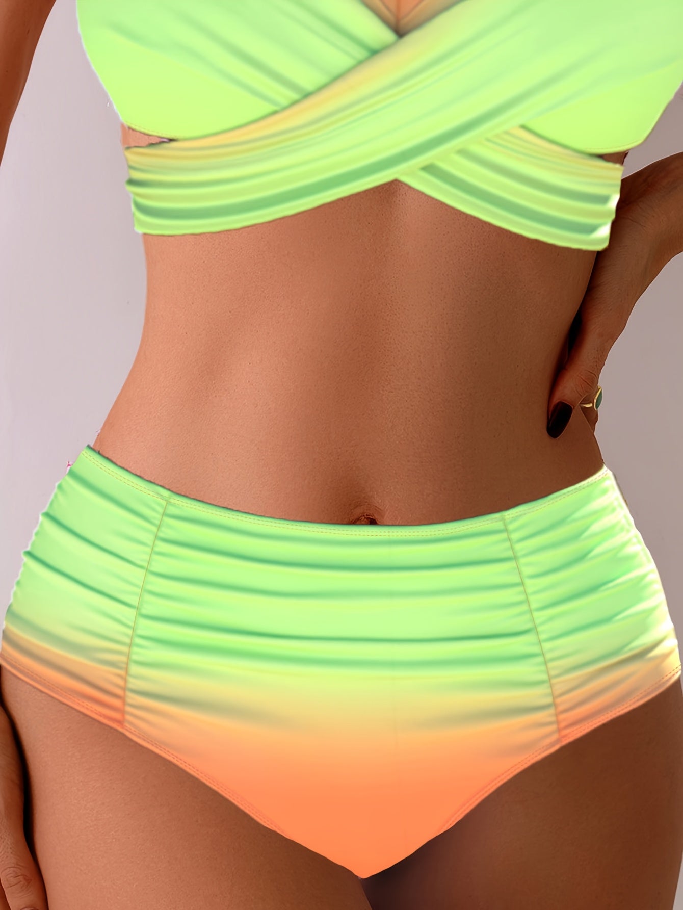 European American Gradient Cross Gather Bikini Set