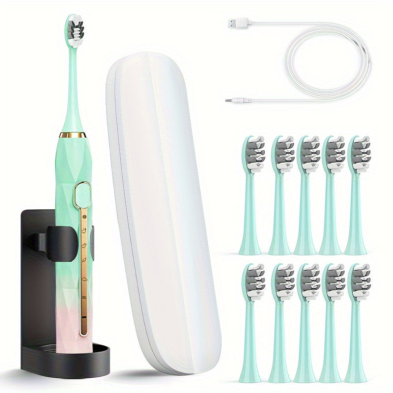 Rechargeable Electric Toothbrush Set for Couples USB Metal Shaft