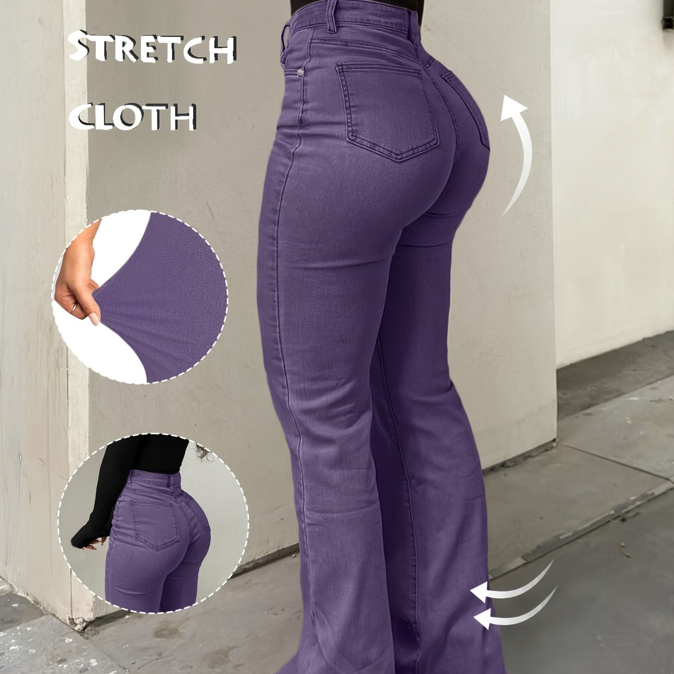 High Waisted Stretch Non See Through Straight Leg Jeans