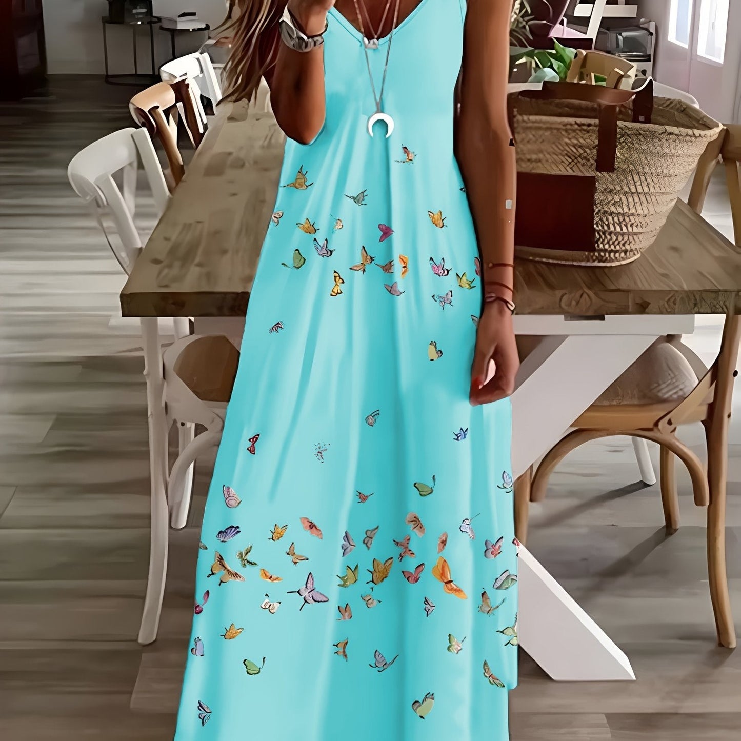 Stunning Plus Size Butterfly Maxi Dress Flowy VNeck Summer Style