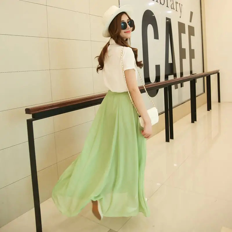 Half-Length Plus Size High Waist Chiffon Skirt