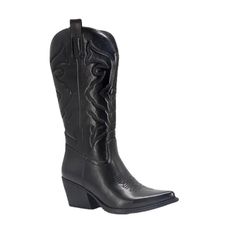 Vintage Women's Chunky Heel High Cowboy Boots