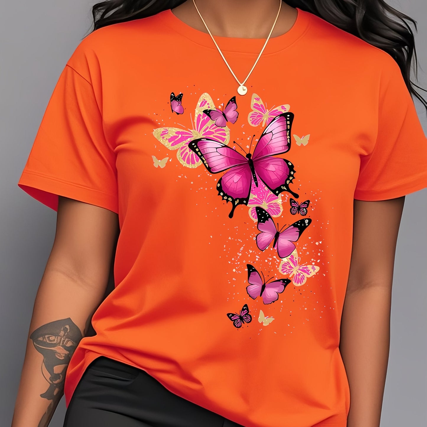 Effortless Style Vibrant Butterfly Plus Size