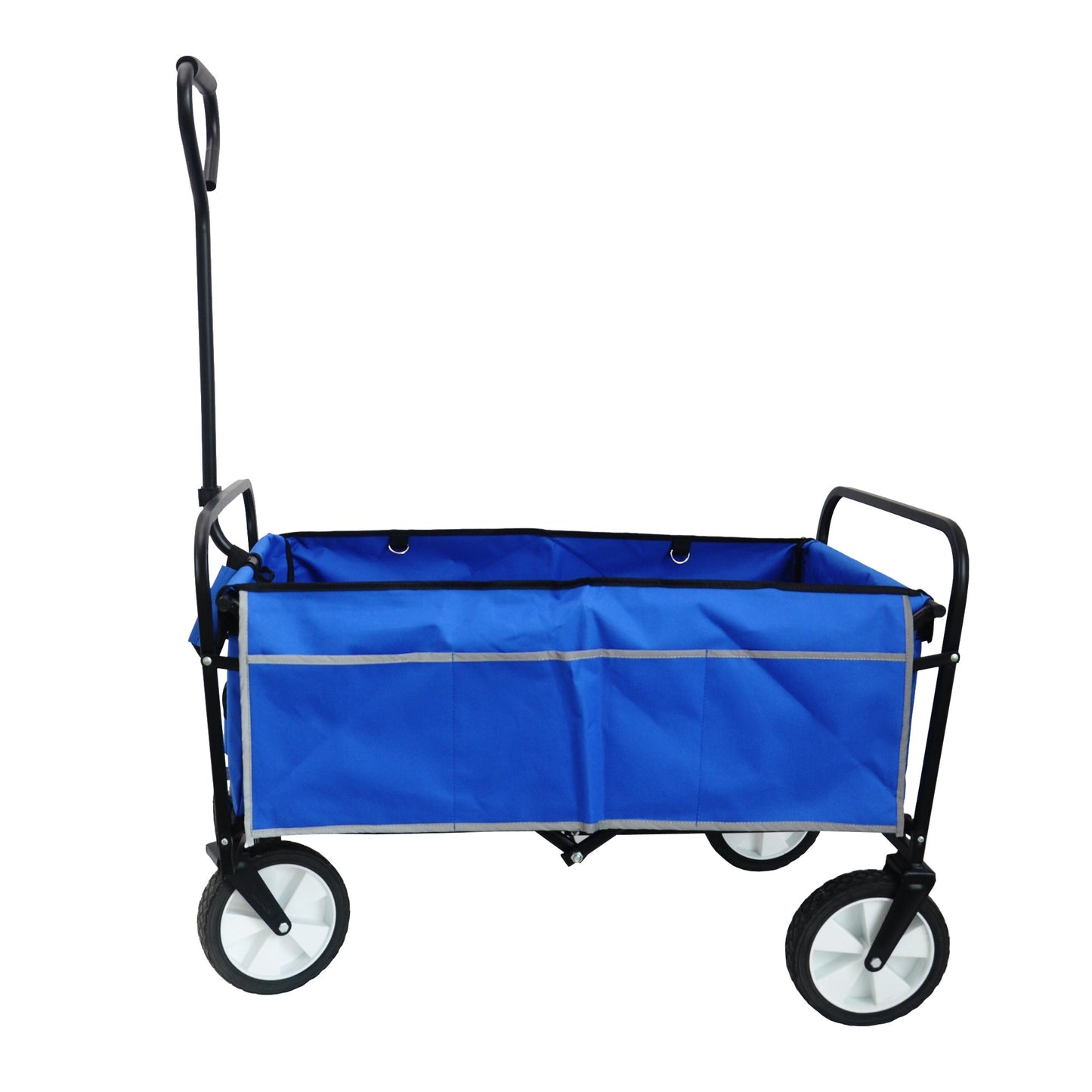 Folding Wagon Garden Shopping Beach Cart (Blue)