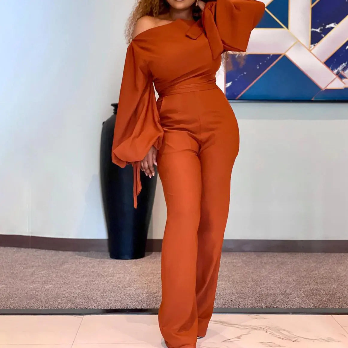 High Waist African Plus Size Wide Leg Jumpsuit