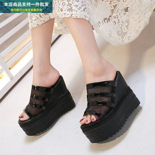 Wedge Heel Platform Sandals and Rhinestone Slippers