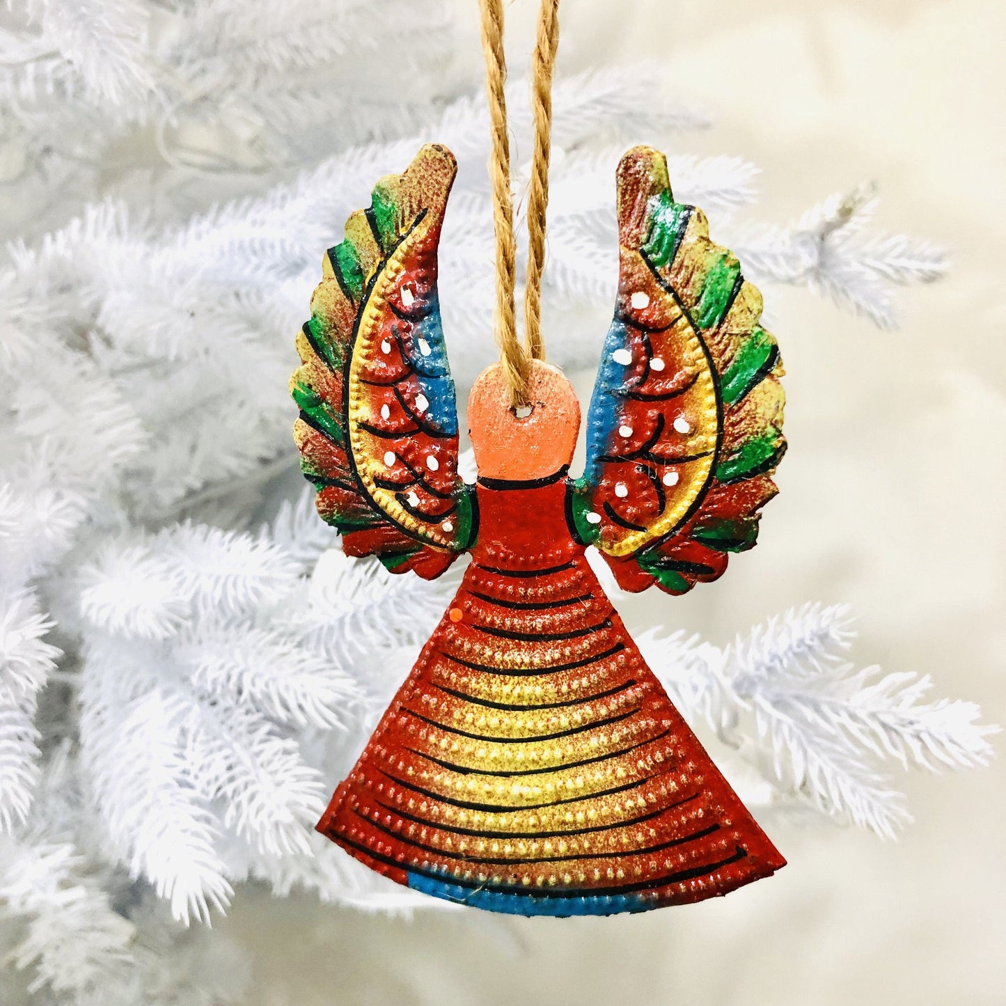 Painted Steel Angel Ornament