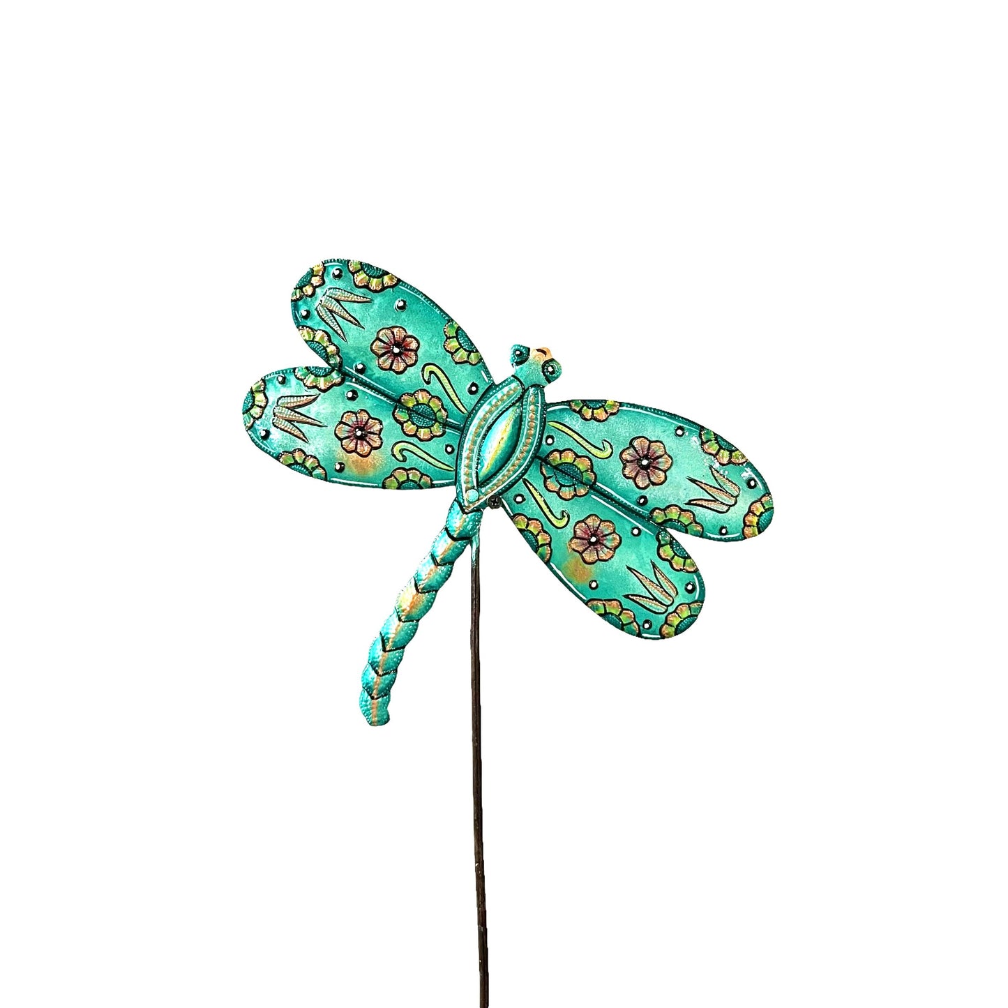 Vibrant Turquoise Dragonfly Garden Stakes