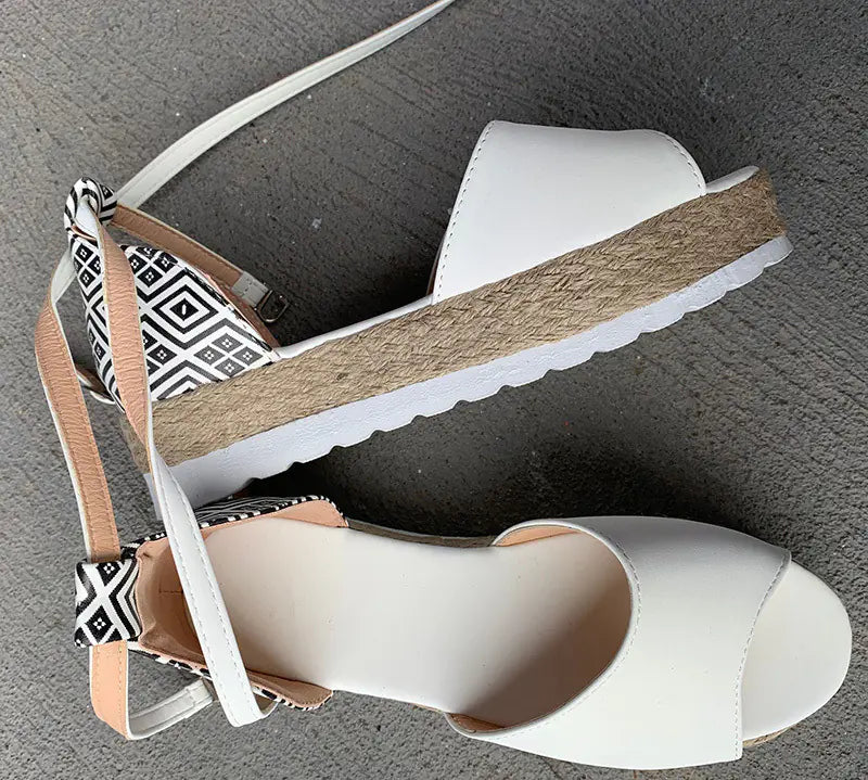 Woven Espadrille Sandals with Wedge Heel Platform
