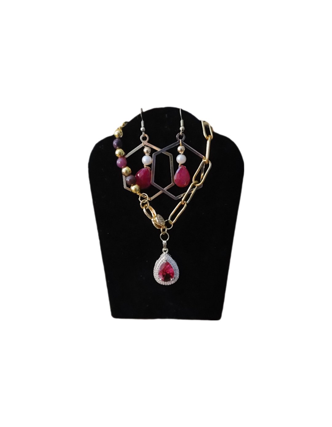 Natural Ruby Tear Drop Hoop Earrings