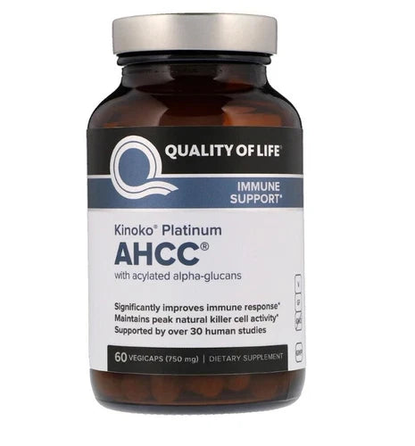 Kinoko Platinum AHCC by Quality of Life – 750 mg Immune Support – 60 Vegan Capsules