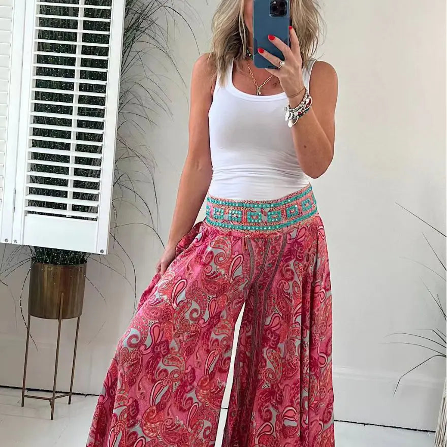 Loose Flowy Casual Midi Skirt for Women