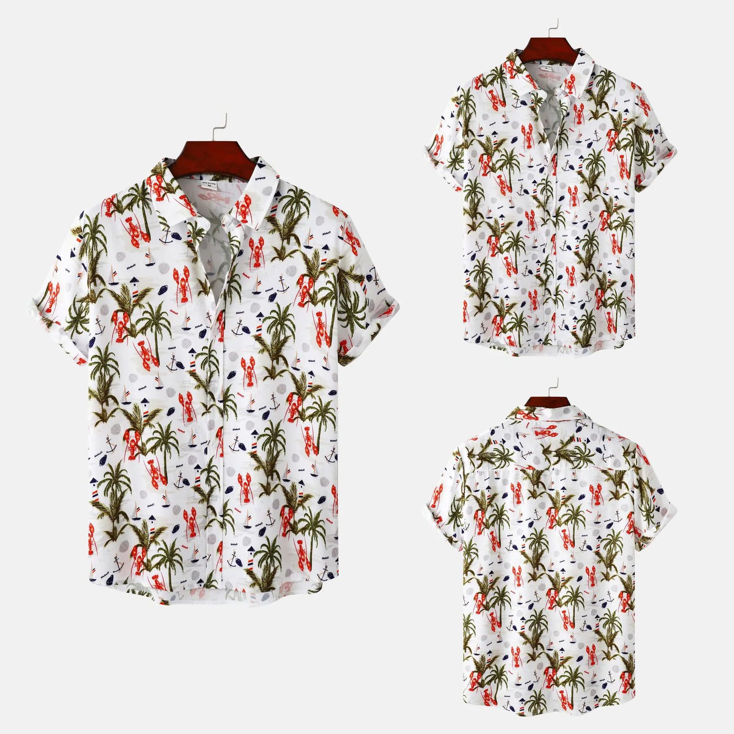Men's Floral Print Short Sleeve Beach Shirt