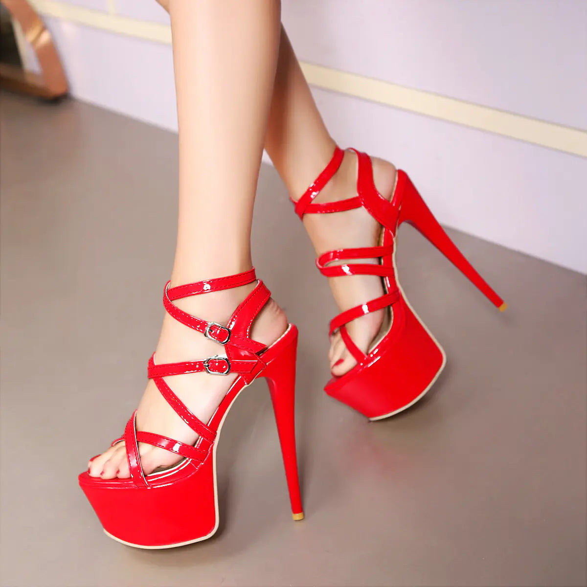 Strappy High Heels with Stiletto Design