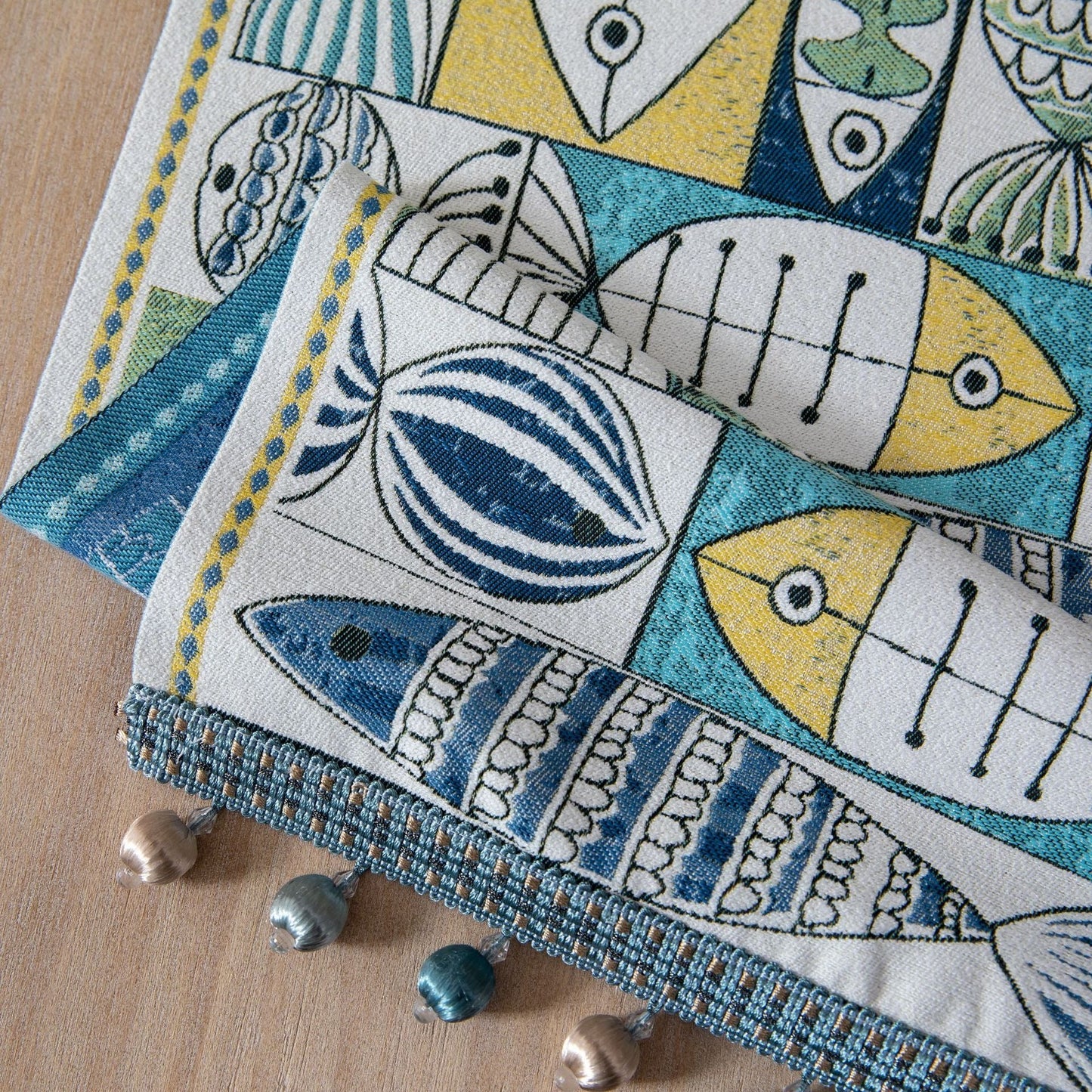 Jacquard table flag small fish green contrasting color dining table fabric holiday coffee table bed flag TV cabinet