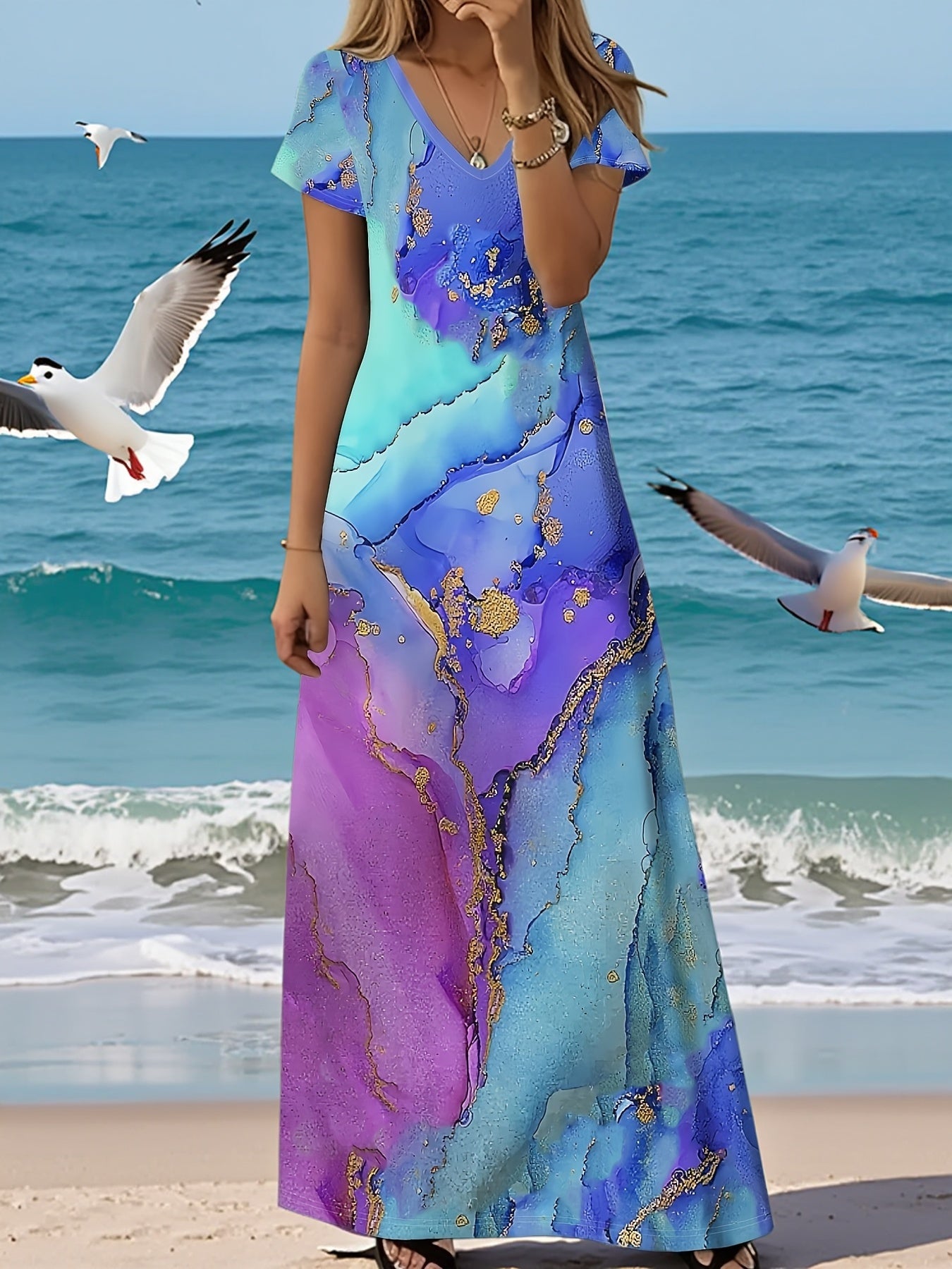 Comfort Marble Swirl Dress Plus Size