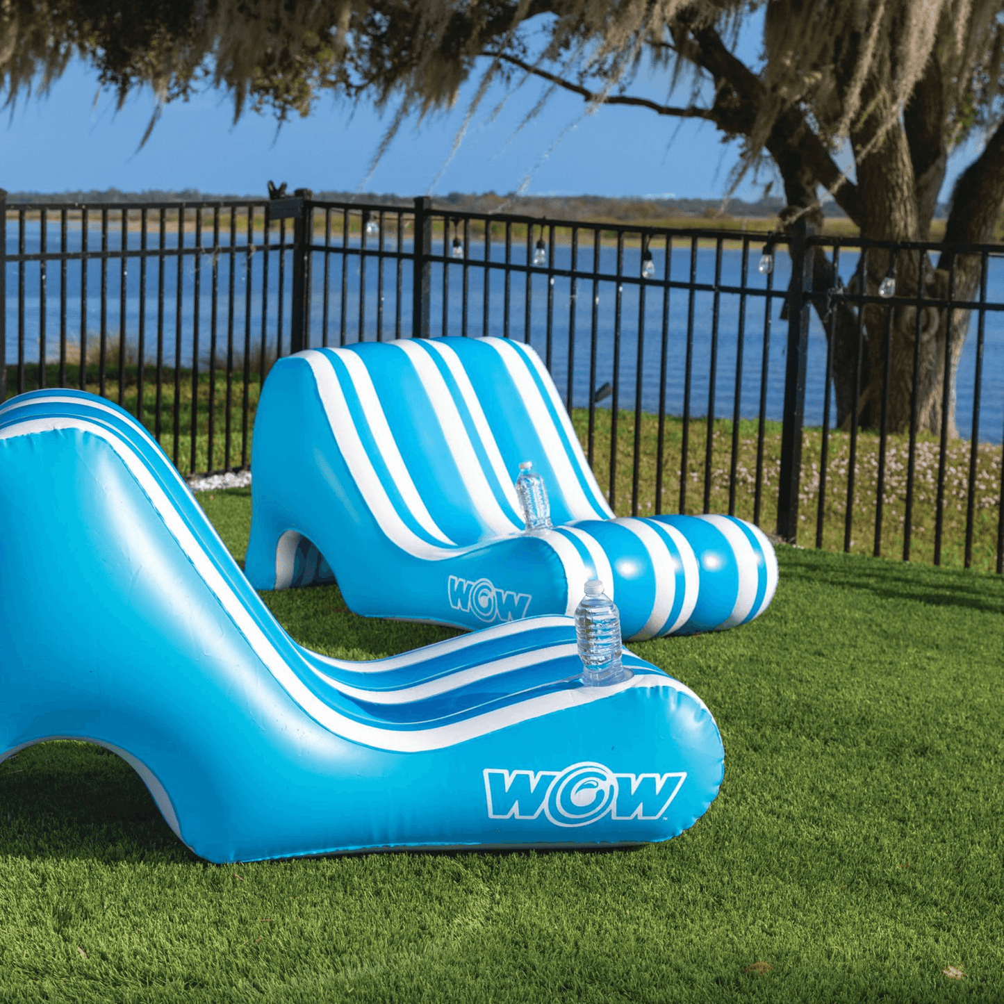 WOW Watersports Splash Pad Lounge Chair w Bottom Slot and Built-In Cup Holder