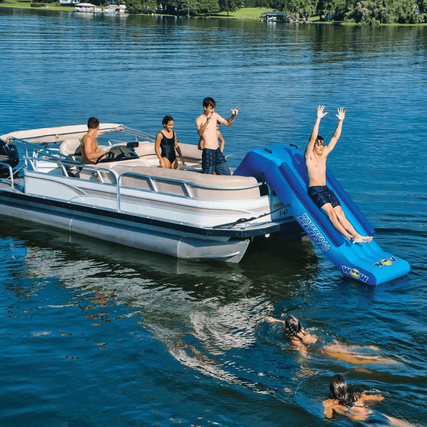 WOW Watersports Pontoon Waterfall Slide with Inflatable Safety Rails
