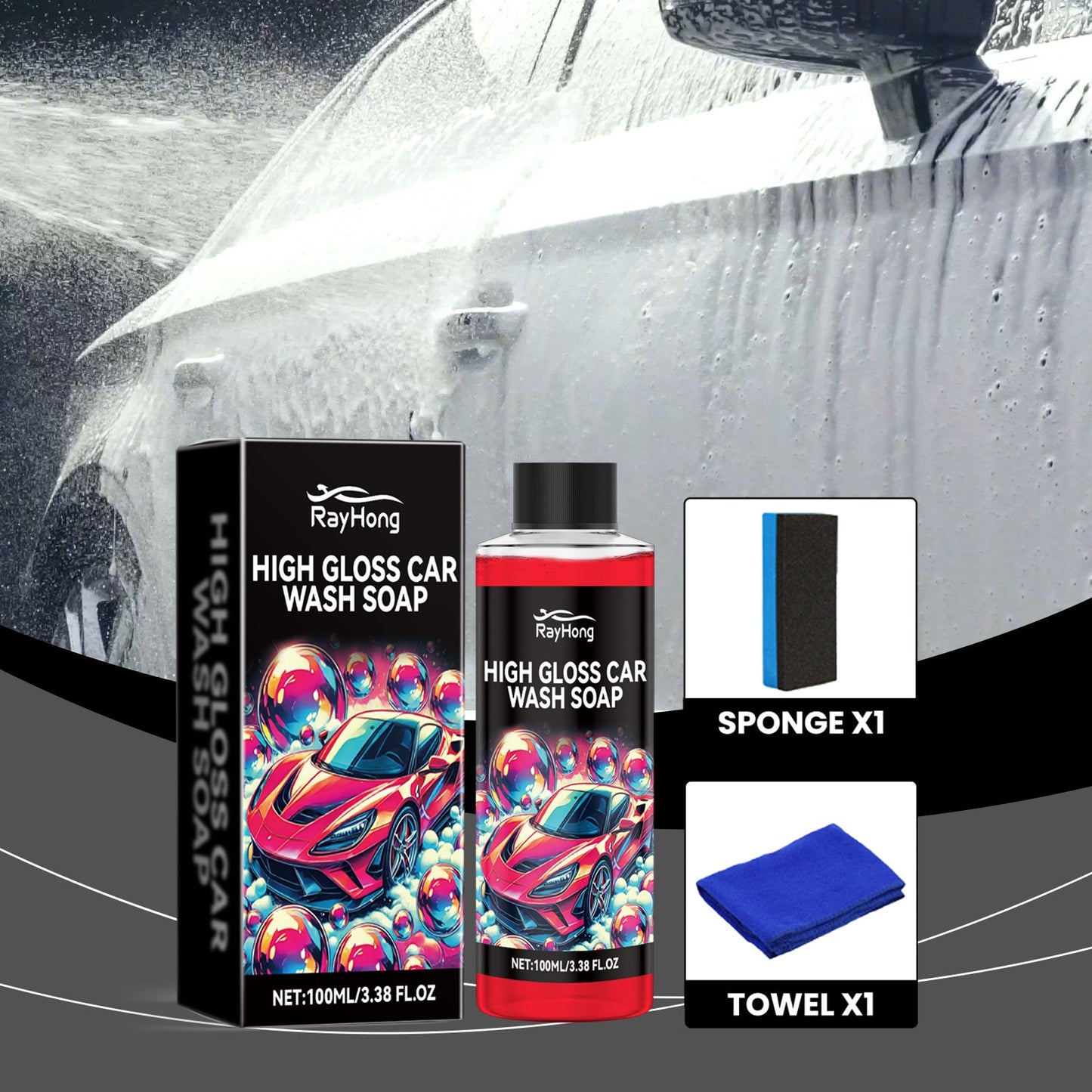 Foam Car Wash Liquid, Car Cleaning Mild Decontamination Foam Dust Refurbished Bright Cleaner