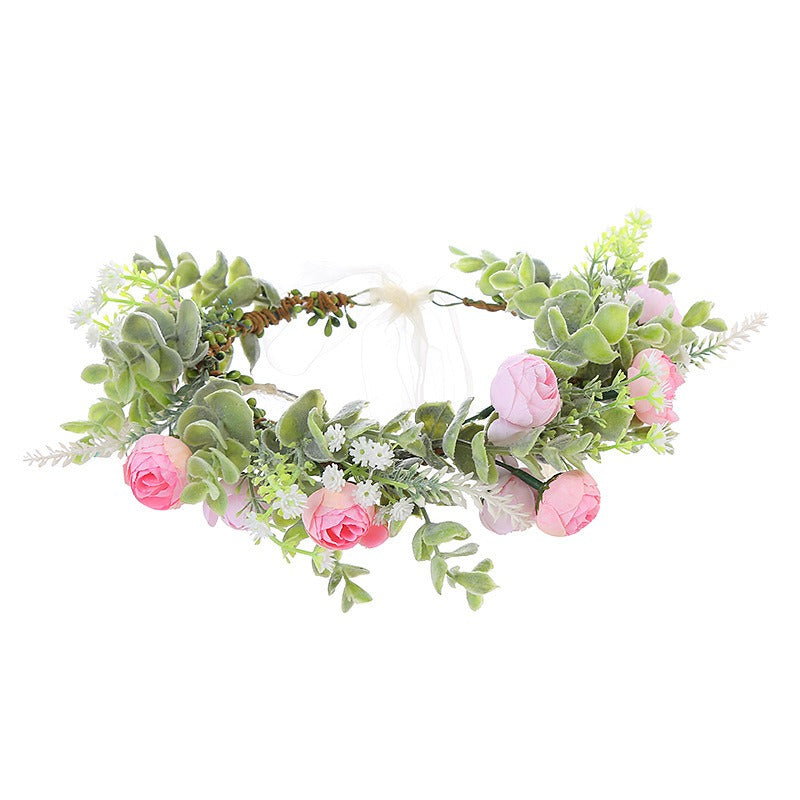Forest style bride and bridesmaid flower wreath headband seaside vacation wreath headband