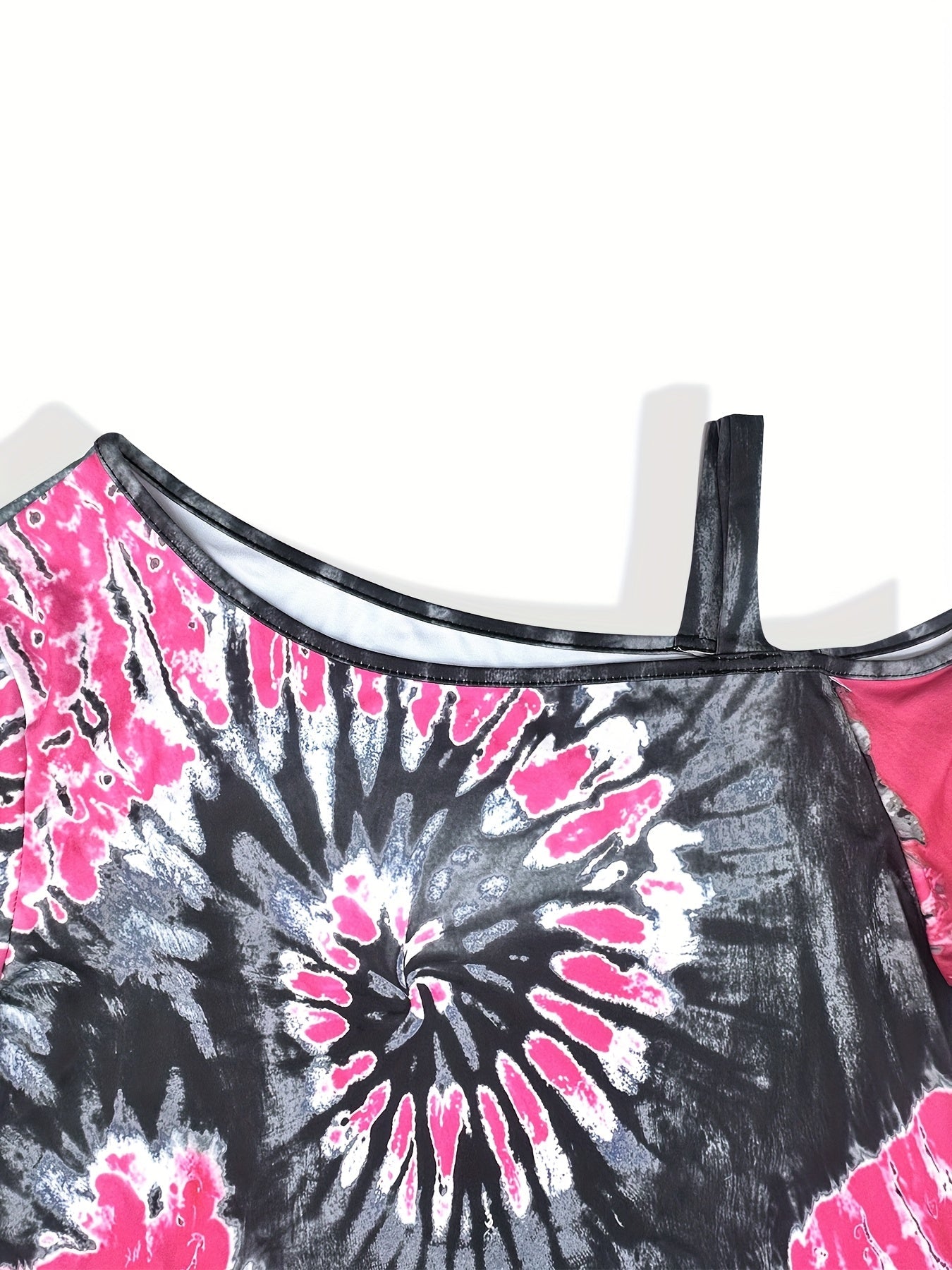Pink  Black TieDye Cold Shoulder Tee