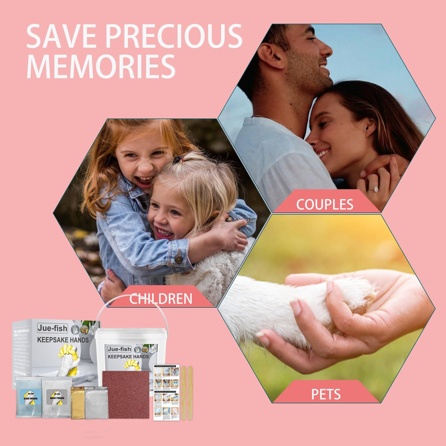 Jue-Fish 3D Hand Makrolon Powder Couple Anniversary Souvenir DIY Mother's Day Children's Day Gift