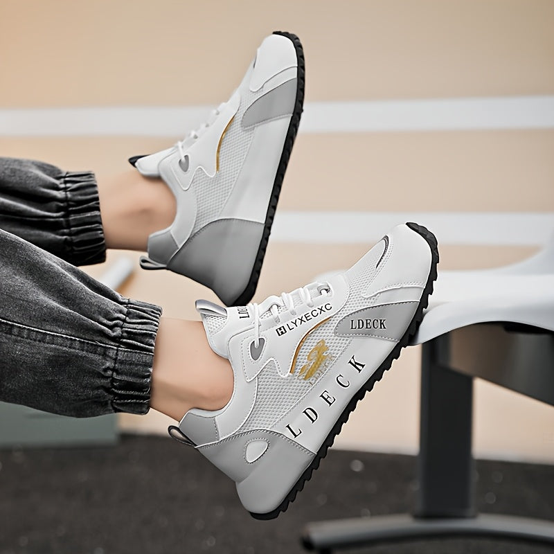 Golden Accent Mesh Sneakers Breathable Light Customizable