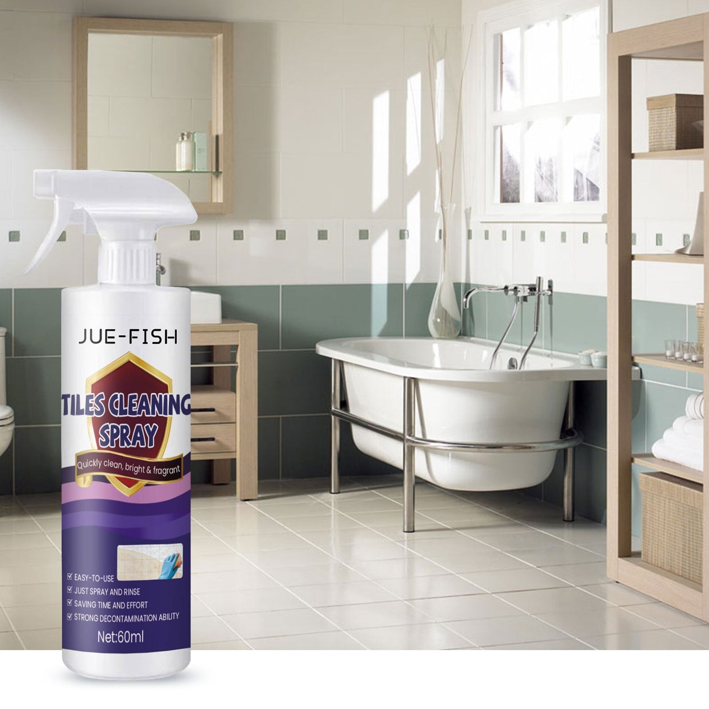 Jue-fish Tile Cleaning Spray, Kitchen Bathroom Wall Floor Tile Decontaminating Cleaning Spray