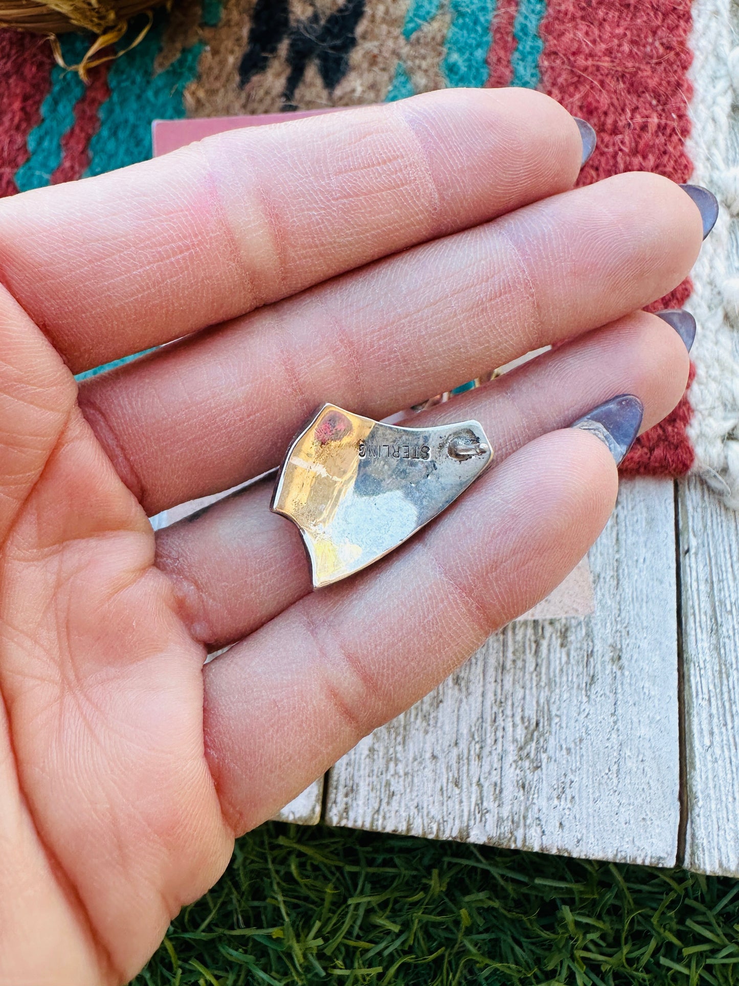 Handcrafted Old Pawn Sterling Silver, Spiny & Turquoise Post Earrings