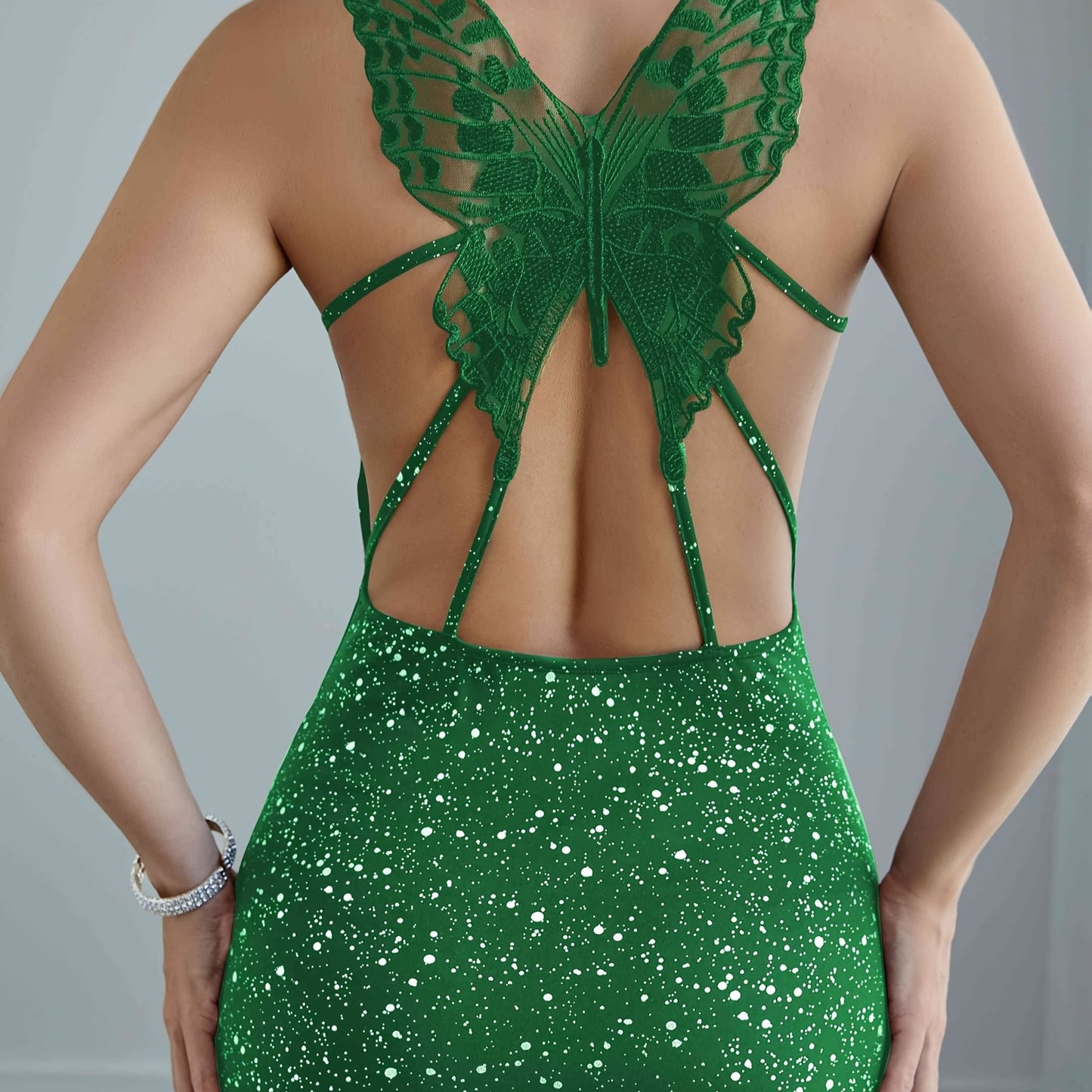 Sequin Butterfly Gown Glamorous HighSlit Evening Sparkle