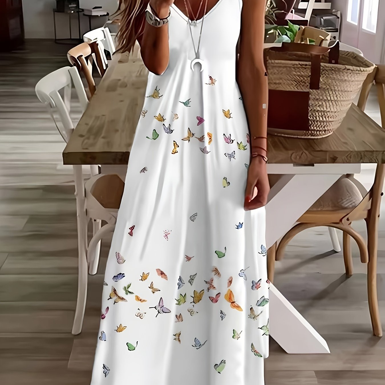 Stunning Plus Size Butterfly Maxi Dress Flowy VNeck Summer Style