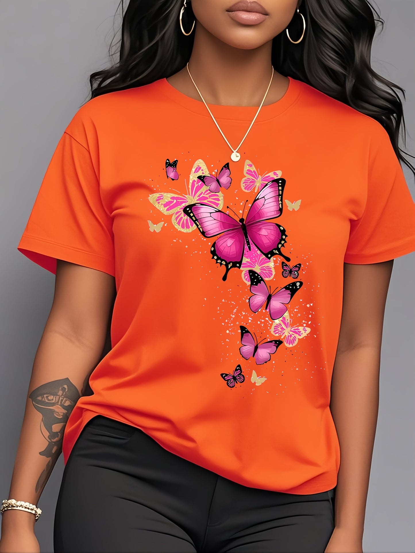 Effortless Style Vibrant Butterfly Plus Size