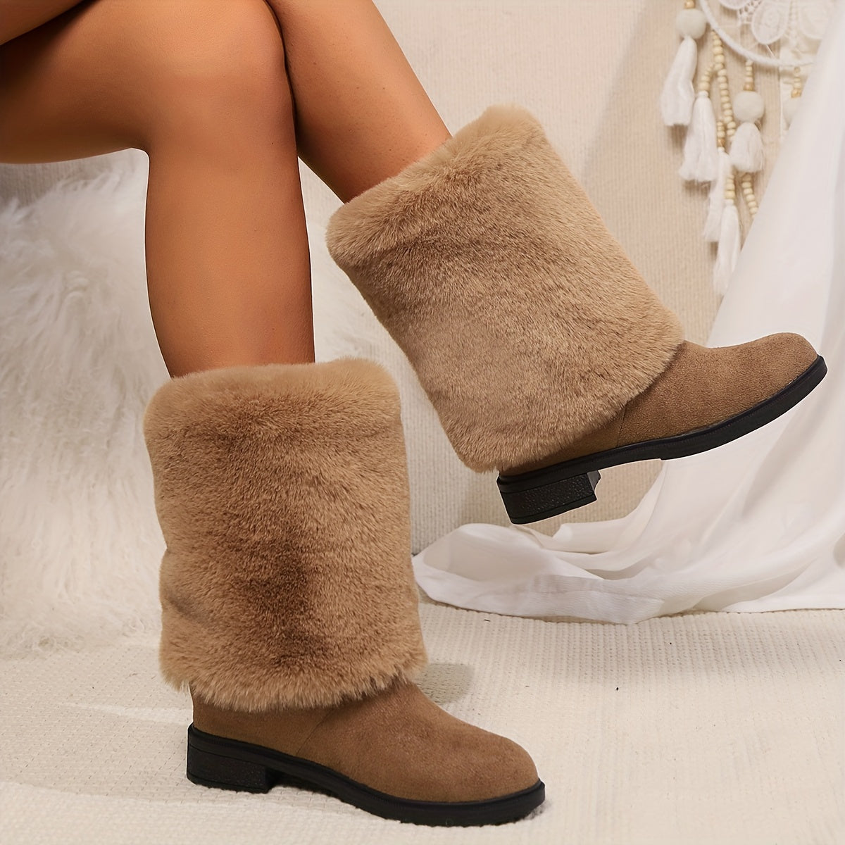 Comfy Fluffy Boots Warm Chic European Winter Fashion