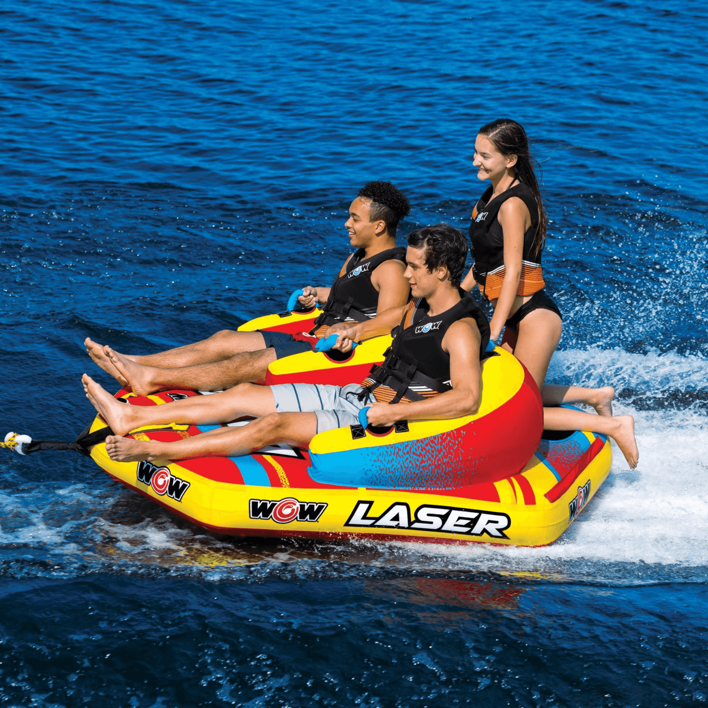 WOW Watersports Laser 3-Person Towable for Sitting and Kneeling Riding Positions