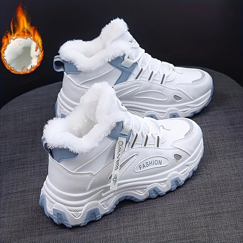 Cozy Fleece Lined Nonslip Striped Sports Shoes