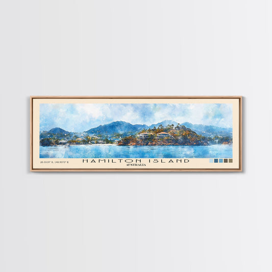 Hamilton Island, Australia Watercolor Print, Vacation Gift, Australia Wall Art, Beach Painting, Beach Decor, Large Wall Art, Wood Frame Art