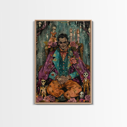 Macabre Doll Collector Framed Canvas Print | Halloween Art | Spooky Victorian Art | Creepy Doll Art for Home Decoration