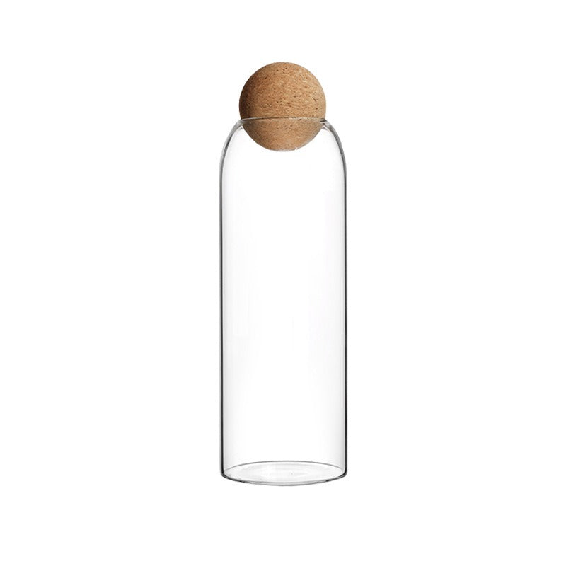 Food Storage Glass Jar with Wood Lid Ball Clear