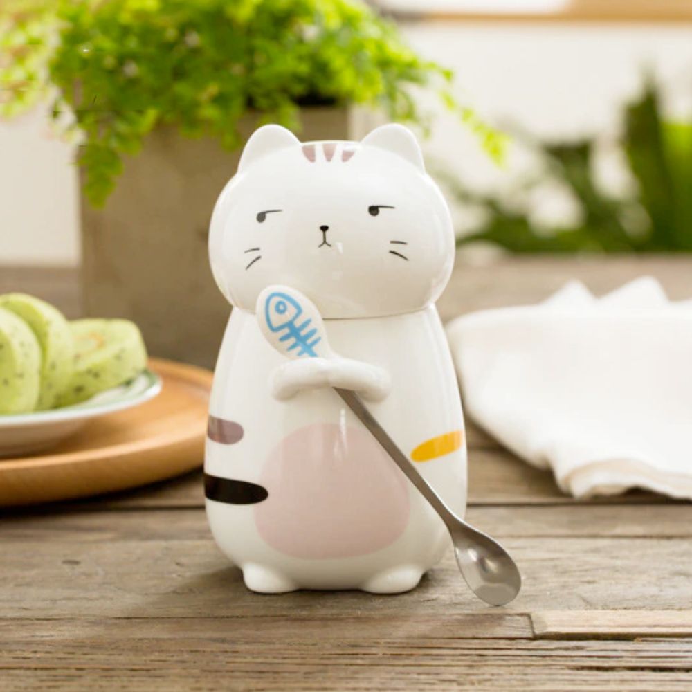 3D Cat Mug with Spoon Set