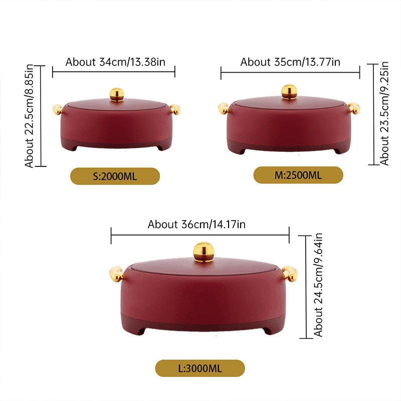 Food Warmer Container, Egg-shaped High-footed Insulated Box, 2L - 2.5L - 3L