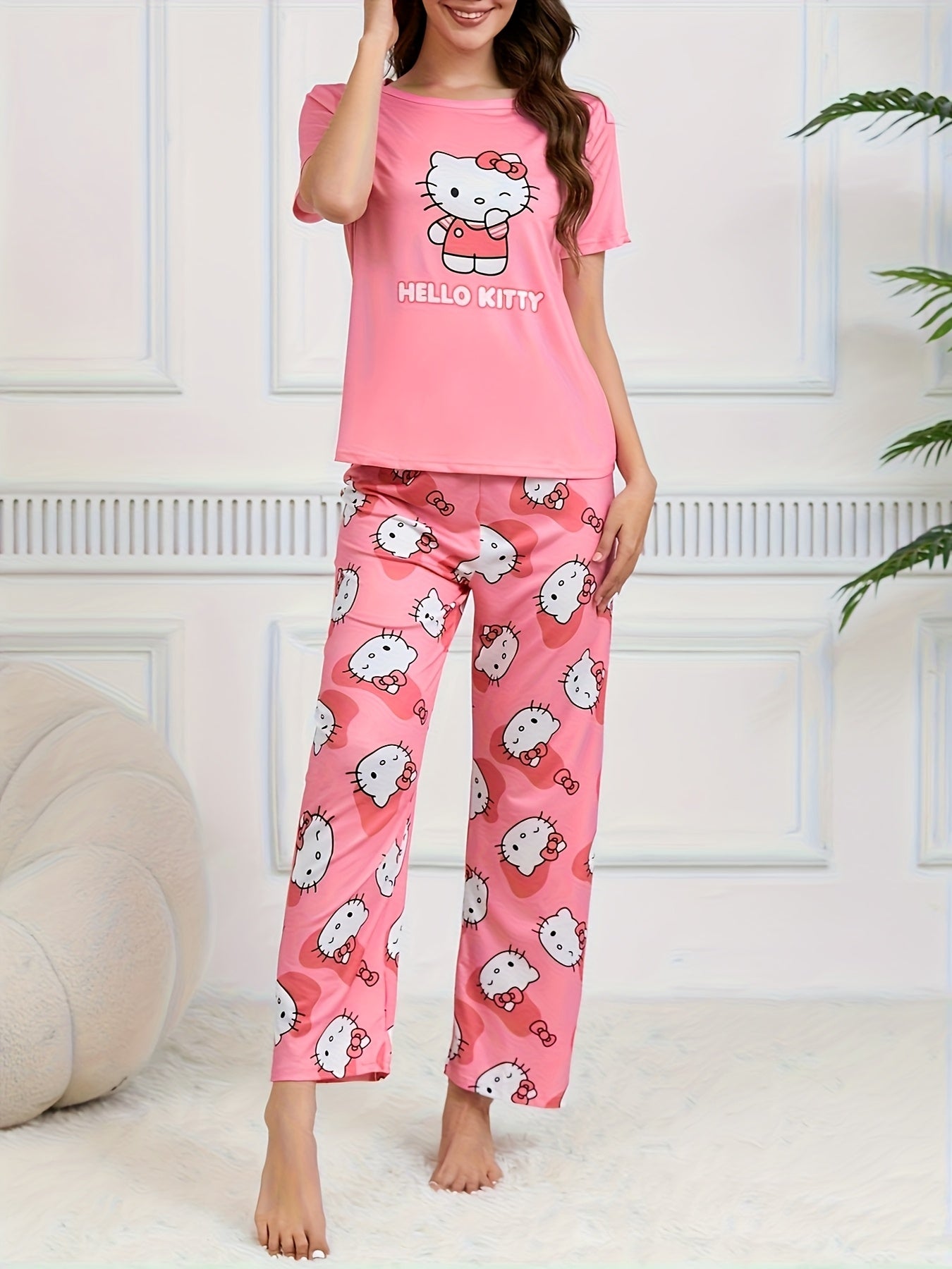 Cute Hello Kitty Pajama Set for Women  2 Sets