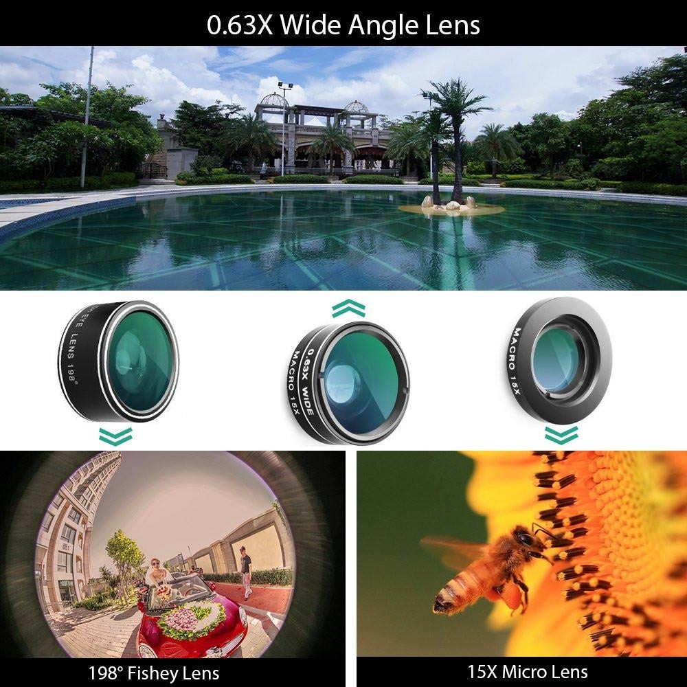 For iPhone XS Max Lens Kit Case Fisheye Macro Wide Angle
