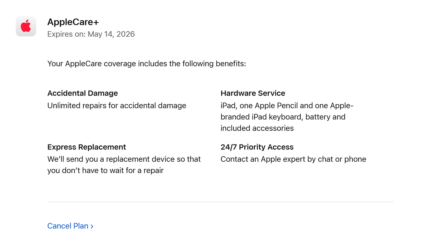 iPad Pro (2024) 11‑inch Ultra Retina – M4 10‑Core CPU/GPU • Cellular 5G – 16GB RAM 1TB SSD • AppleCare+ 5/26